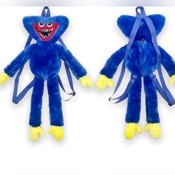 20" Huggy Wuggy Backpack Poppy Playtime Backpack Kids Stuffed Toy Bag (Blue) - Picture 1 of 9